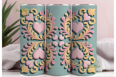 Vintage Rococo Heart 20oz Tumbler Wrap Sublimation PixelChick 