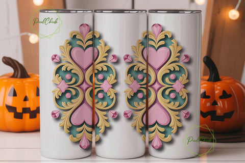 Vintage Rococo Heart 20oz Tumbler Wrap Sublimation PixelChick 