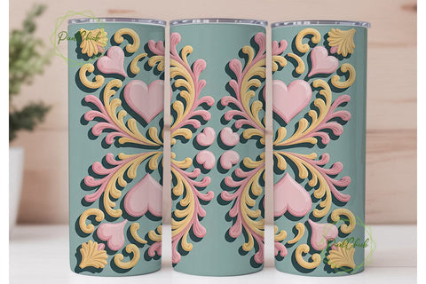 Vintage Rococo Heart 20oz Tumbler Wrap Sublimation PixelChick 