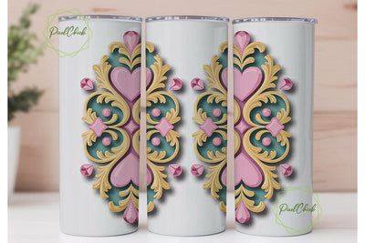 Vintage Rococo Heart 20oz Tumbler Wrap Sublimation PixelChick 