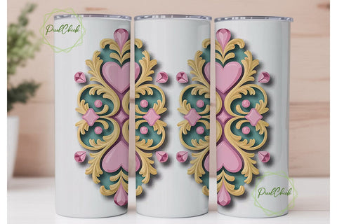 Vintage Rococo Heart 20oz Tumbler Wrap Sublimation PixelChick 