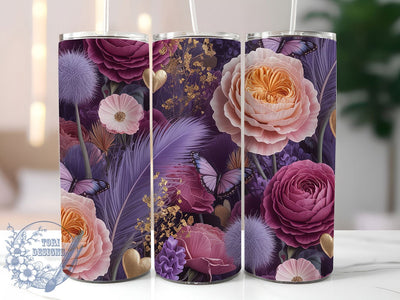 Vintage Romantic Wildflower 20oz Tumbler, Romantic Wildflowers, 20oz Wrap, Sublimation Design, Nature Tumbler, Elegant Style, PNG File Sublimation ToriDesigns 