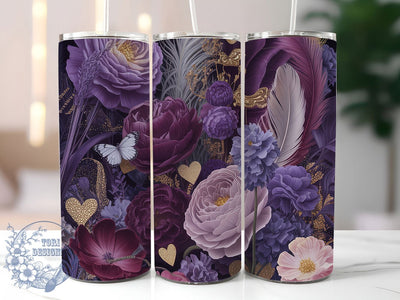 Vintage Romantic Wildflower 20oz Tumbler, Romantic Wildflowers, 20oz Wrap, Sublimation Design, Nature Tumbler, Elegant Style, PNG File Sublimation ToriDesigns 