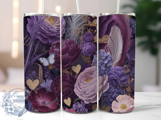 Vintage Romantic Wildflower 20oz Tumbler, Romantic Wildflowers, 20oz Wrap, Sublimation Design, Nature Tumbler, Elegant Style, PNG File Sublimation ToriDesigns 