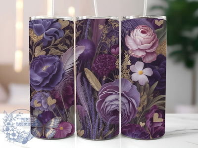 Vintage Romantic Wildflower 20oz Tumbler, Romantic Wildflowers, 20oz Wrap, Sublimation Design, Nature Tumbler, Elegant Style, PNG File Sublimation ToriDesigns 