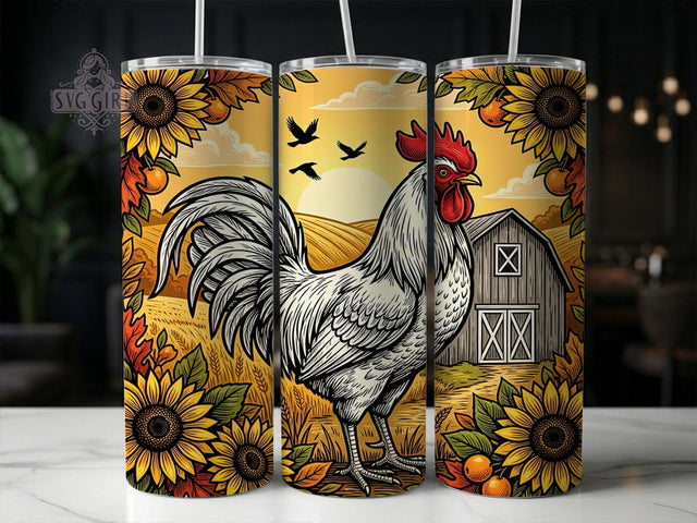 Vintage Rooster Barn 20oz Tumbler, Vintage Rooster, Rooster Barn, Rooster Tumbler, 20oz Tumbler, Barn Tumbler, Farmhouse Tumbler, Tumbler Wrap Sublimation SvggirlplusArt 