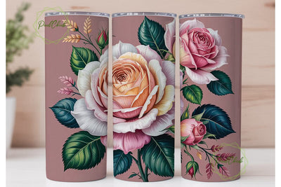 Vintage Rose 20oz Tumbler Wrap Sublimation PixelChick 