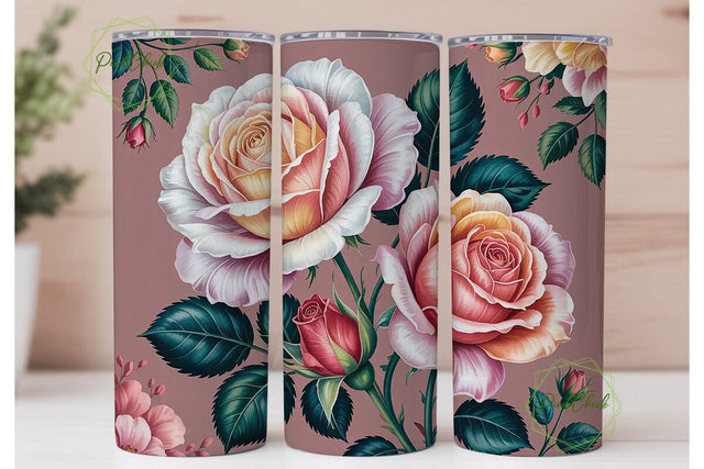 Vintage Rose 20oz Tumbler Wrap Sublimation PixelChick 