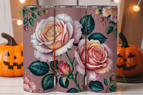 Vintage Rose 20oz Tumbler Wrap Sublimation PixelChick 