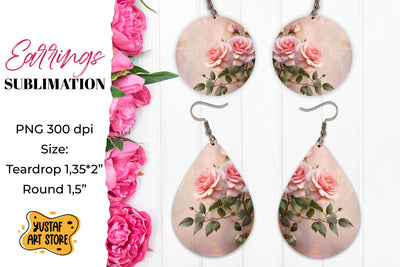 Vintage Rose Earrings Sublimation Sublimation Yustaf Art Store 