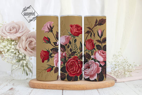 Vintage Rose Floral 20oz Tumbler Wrap Sublimation sassyprint 