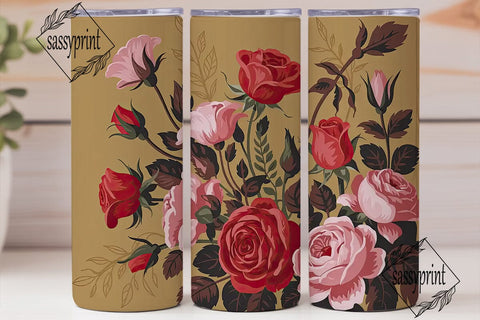 Vintage Rose Floral 20oz Tumbler Wrap Sublimation sassyprint 