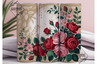 Vintage Rose Floral 20oz Tumbler Wrap Sublimation sassyprint 