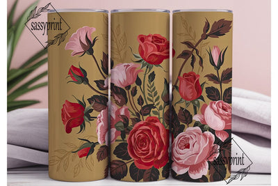 Vintage Rose Floral 20oz Tumbler Wrap Sublimation sassyprint 