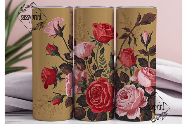 Vintage Rose Floral 20oz Tumbler Wrap Sublimation sassyprint 