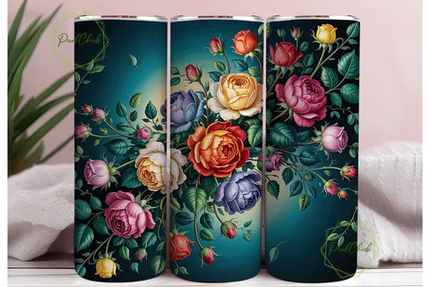 Vintage Rose Garden 20oz Tumbler Wrap Sublimation PixelChick 