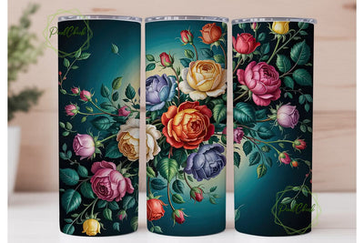 Vintage Rose Garden 20oz Tumbler Wrap Sublimation PixelChick 
