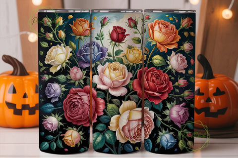 Vintage Rose Garden 20oz Tumbler Wrap Sublimation PixelChick 