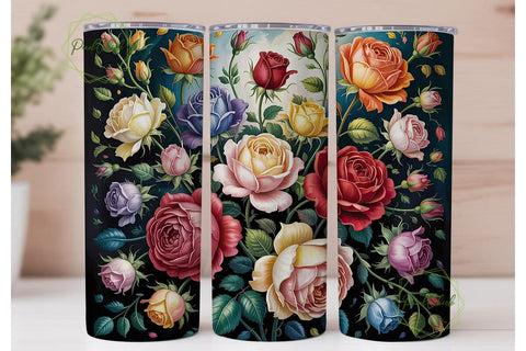 Vintage Rose Garden 20oz Tumbler Wrap Sublimation PixelChick 