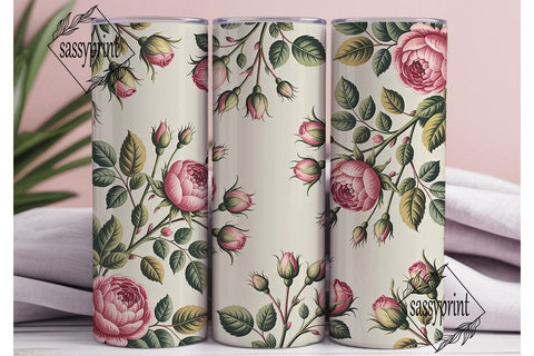 Vintage Rose Garden 20oz Tumbler Wrap Sublimation sassyprint 