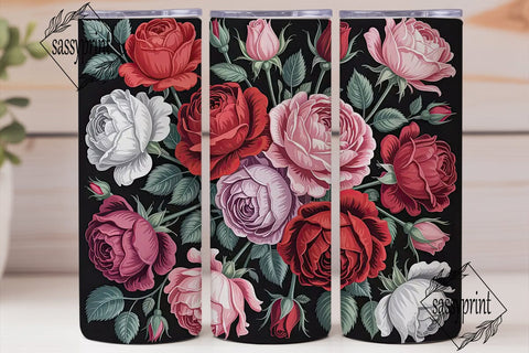 Vintage Rose Garden 20oz Tumbler Wrap Sublimation sassyprint 