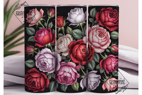 Vintage Rose Garden 20oz Tumbler Wrap Sublimation sassyprint 