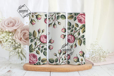 Vintage Rose Garden 20oz Tumbler Wrap Sublimation sassyprint 