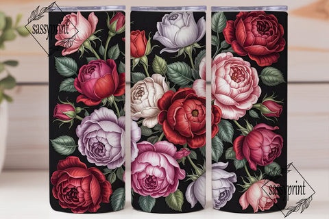 Vintage Rose Garden 20oz Tumbler Wrap Sublimation sassyprint 