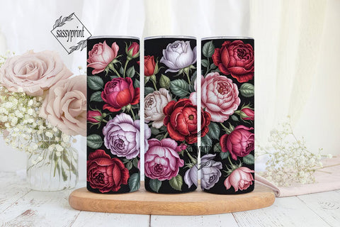 Vintage Rose Garden 20oz Tumbler Wrap Sublimation sassyprint 