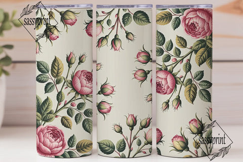 Vintage Rose Garden 20oz Tumbler Wrap Sublimation sassyprint 