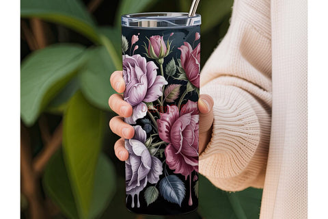 Vintage Rose Tumbler Wrap 20oz Sublimation DesignSVG 