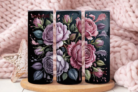 Vintage Rose Tumbler Wrap 20oz Sublimation DesignSVG 