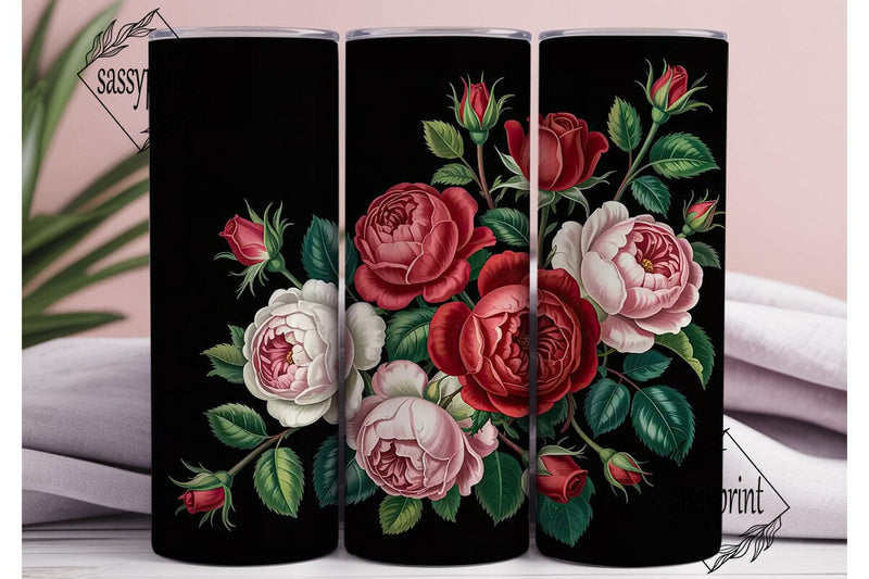 Vintage Rose Tumbler Wrap Sublimation sassyprint 