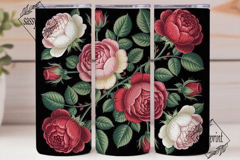 Vintage Rose Tumbler Wrap Sublimation sassyprint 
