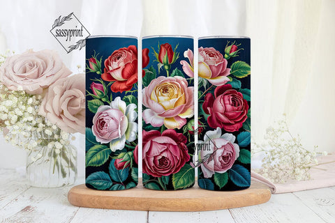 Vintage Roses 20oz Tumbler Wrap Sublimation sassyprint 