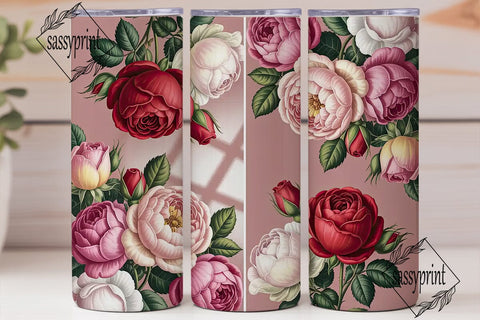 Vintage Roses 20oz Tumbler Wrap Sublimation sassyprint 