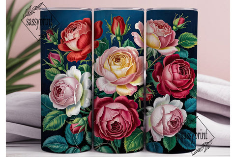 Vintage Roses 20oz Tumbler Wrap Sublimation sassyprint 