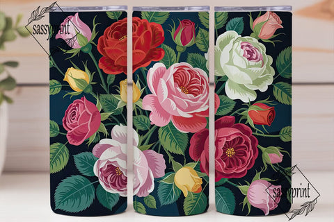 Vintage Roses 20oz Tumbler Wrap Sublimation sassyprint 