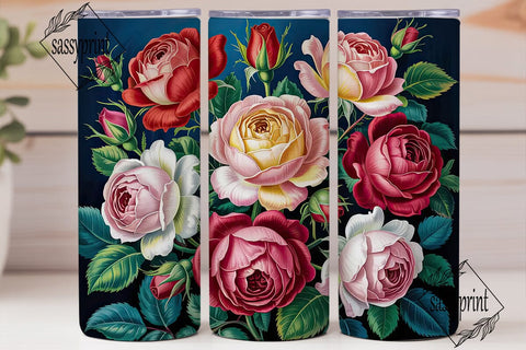 Vintage Roses 20oz Tumbler Wrap Sublimation sassyprint 