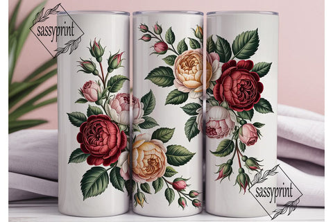 Vintage Roses 20oz Tumbler Wrap Sublimation sassyprint 