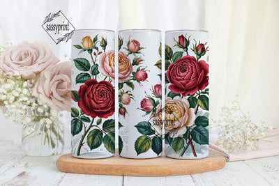 Vintage Roses 20oz Tumbler Wrap Sublimation sassyprint 