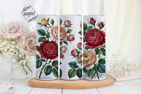 Vintage Roses 20oz Tumbler Wrap Sublimation sassyprint 