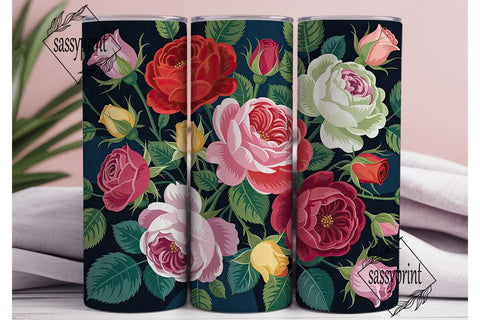 Vintage Roses 20oz Tumbler Wrap Sublimation sassyprint 