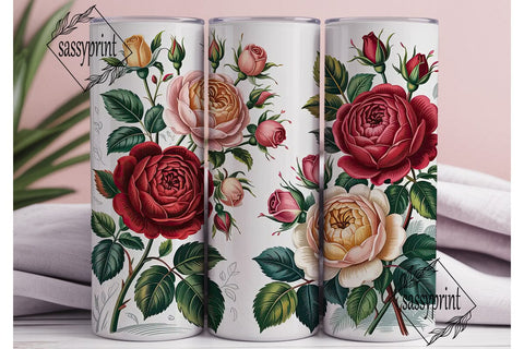 Vintage Roses 20oz Tumbler Wrap Sublimation sassyprint 