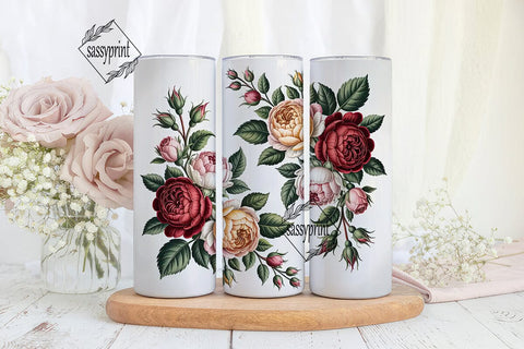 Vintage Roses 20oz Tumbler Wrap Sublimation sassyprint 