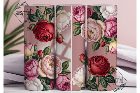 Vintage Roses 20oz Tumbler Wrap Sublimation sassyprint 