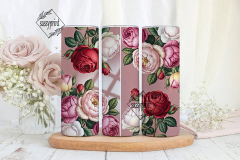 Vintage Roses 20oz Tumbler Wrap Sublimation sassyprint 