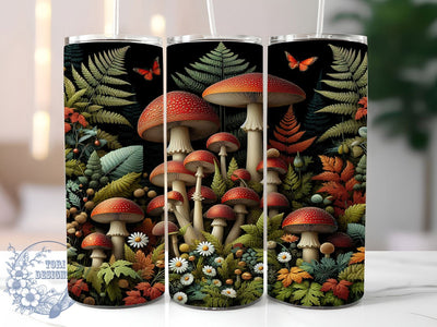 Vintage Rustic Autumn Mushroom Tumbler, Vintage Fall Tumbler, Rustic Mushroom Wrap, Whimsical Fall Wrap, Forest Mushroom Wrap, Sublimation Design, Trendy Gift Idea Sublimation ToriDesigns 