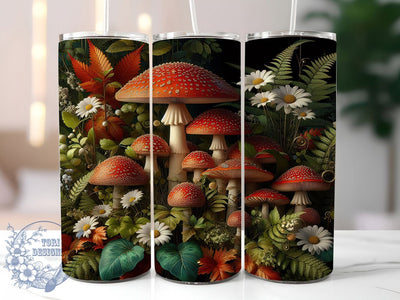 Vintage Rustic Autumn Mushroom Tumbler, Vintage Fall Tumbler, Rustic Mushroom Wrap, Whimsical Fall Wrap, Forest Mushroom Wrap, Sublimation Design, Trendy Gift Idea Sublimation ToriDesigns 