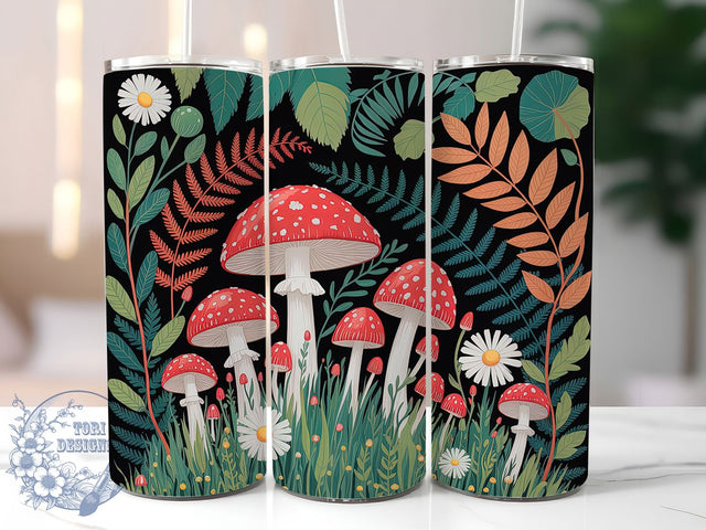 Vintage Rustic Autumn Mushroom Tumbler, Vintage Fall Tumbler, Rustic Mushroom Wrap, Whimsical Fall Wrap, Forest Mushroom Wrap, Sublimation Design, Trendy Gift Idea Sublimation ToriDesigns 